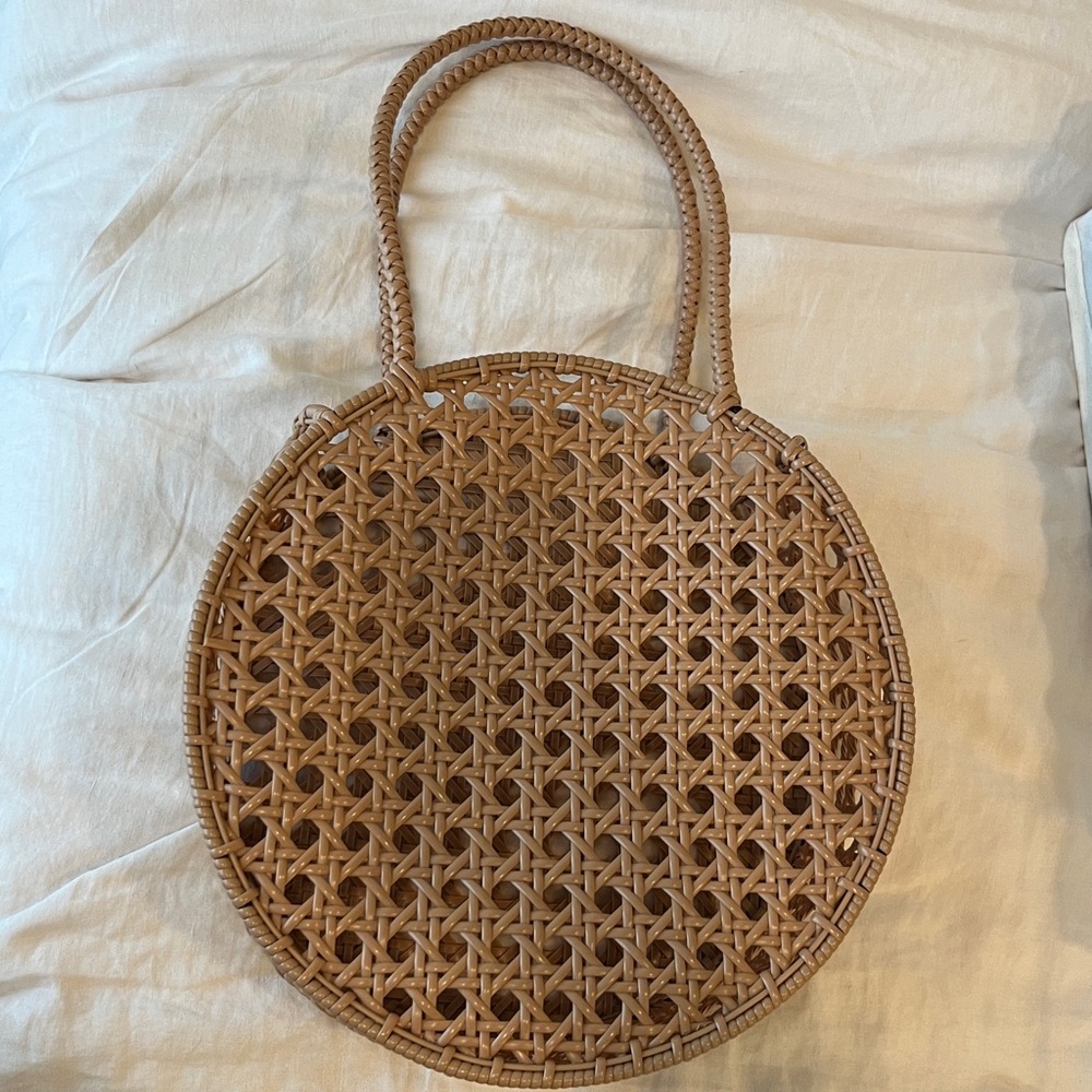 Round Woven Plastic Rattan Handbag